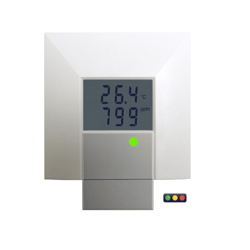 Afbeelding van AT-VLI-105DV CO2 en temperatuur opnemer met 3-kleuren LED indicatie